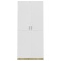 Armario de madera contrachapada blanco y roble 90x52x200cm de vidaXL, Armarios roperos - Ref: Foro24-800635, Precio: 213,44 €...