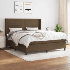 Cama box spring con colchón tela marrón oscuro 180x200 cm de vidaXL, Camas y somieres - Ref: Foro24-3131532, Precio: 634,99 €...