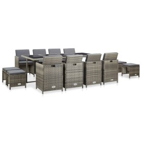 13-piece garden dining set and gray synthetic rattan cushions by vidaXL, Garden sets - Ref: Foro24-46538, Price: 960,27 €, Di...