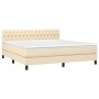 Box spring bed mattress and LED lights cream fabric 180x200 cm by vidaXL, Beds and slatted bases - Ref: Foro24-3133418, Price...