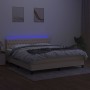 Box spring bed mattress and LED lights cream fabric 180x200 cm by vidaXL, Beds and slatted bases - Ref: Foro24-3133418, Price...