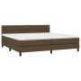 Box spring bed mattress LED lights dark brown fabric 200x200 cm by vidaXL, Beds and slatted bases - Ref: Foro24-3133424, Pric...