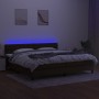 Box spring bed mattress LED lights dark brown fabric 200x200 cm by vidaXL, Beds and slatted bases - Ref: Foro24-3133424, Pric...