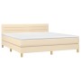 Cama box spring con colchón y LED tela crema 180x200 cm de vidaXL, Camas y somieres - Ref: Foro24-3133818, Precio: 556,21 €, ...