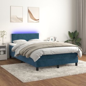 Boxspringbett mit Matratze und LED dunkelblauem Samt 120x200 cm von vidaXL, Betten und Lattenroste - Ref: Foro24-3134277, Pre...