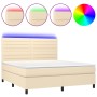 Cama box spring colchón y luces LED tela crema 180x200 cm de vidaXL, Camas y somieres - Ref: Foro24-3134978, Precio: 613,77 €...