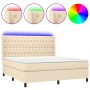 Cama box spring colchón y luces LED tela crema 180x200 cm de vidaXL, Camas y somieres - Ref: Foro24-3138578, Precio: 664,16 €...