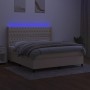 Boxspringbett-Matratze und LED-Leuchten, cremefarbener Stoff, 180 x 200 cm von vidaXL, Betten und Lattenroste - Ref: Foro24-3...