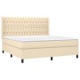 Boxspringbett-Matratze und LED-Leuchten, cremefarbener Stoff, 180 x 200 cm von vidaXL, Betten und Lattenroste - Ref: Foro24-3...