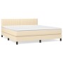 Box spring bed with cream fabric mattress 160x200 cm by vidaXL, Beds and slatted bases - Ref: Foro24-3140230, Price: 513,99 €...