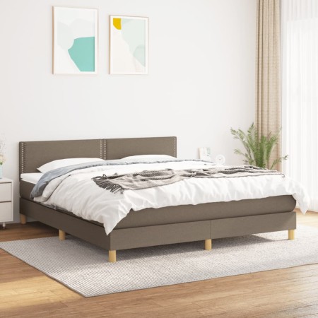 Cama box spring con colchón tela gris taupe 180x200 cm de vidaXL, Camas y somieres - Ref: Foro24-3140557, Precio: 534,51 €, D...