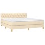 Box spring bed with cream fabric mattress 180x200 cm by vidaXL, Beds and slatted bases - Ref: Foro24-3140878, Price: 552,78 €...