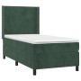 Box spring bed with mattress and LED dark green velvet 90x190 cm by vidaXL, Beds and slatted bases - Ref: Foro24-3139418, Pri...