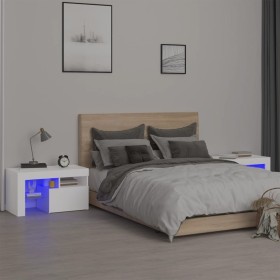 Bedside tables with LED lights 2 pcs white 70x36.5x40cm by vidaXL, Nightstands - Ref: Foro24-3152770, Price: 135,19 €, Discou...