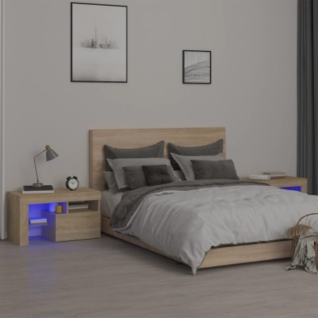 Nachttische mit LED-Leuchten 2 Stk. Sonoma-Eiche 70x36,5x40cm von vidaXL, Nachttische - Ref: Foro24-3152772, Preis: 94,68 €, ...