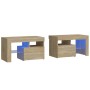 Bedside tables with LED lights 2 pcs Sonoma oak 70x36.5x40cm by vidaXL, Nightstands - Ref: Foro24-3152772, Price: 85,99 €, Di...