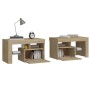 Bedside tables with LED lights 2 pcs Sonoma oak 70x36.5x40cm by vidaXL, Nightstands - Ref: Foro24-3152772, Price: 94,68 €, Di...