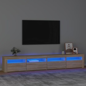 Mueble de TV con luces LED roble Sonoma 240x35x40 cm de vidaXL, Muebles TV - Ref: Foro24-3152764, Precio: 154,37 €, Descuento: %