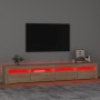 TV cabinet with LED lights Sonoma oak 240x35x40 cm by vidaXL, TV Furniture - Ref: Foro24-3152764, Price: 156,49 €, Discount: %