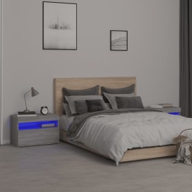 Bedside tables with LED lights 2 pcs sonoma gray 60x35x40 cm by vidaXL, Nightstands - Ref: Foro24-3152829, Price: 83,66 €, Di...