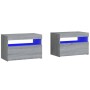 Bedside tables with LED lights 2 pcs sonoma gray 60x35x40 cm by vidaXL, Nightstands - Ref: Foro24-3152829, Price: 84,55 €, Di...