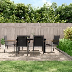 Garden dining set 7 pieces steel and black textilene by vidaXL, Garden sets - Ref: Foro24-3187046, Price: 531,07 €, Discount: %