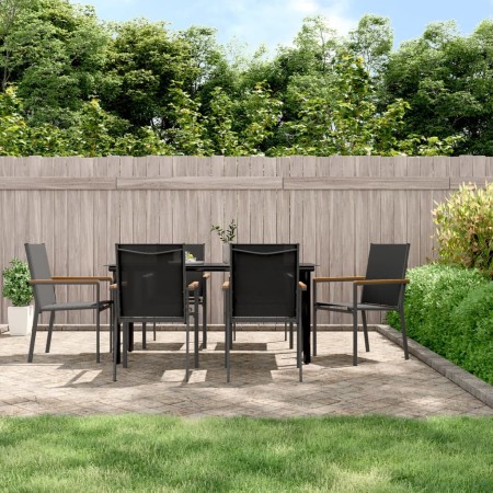 Garden dining set 7 pieces steel and black textilene by vidaXL, Garden sets - Ref: Foro24-3187046, Price: 505,99 €, Discount: %