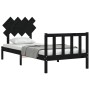 Black solid wood bed frame with headboard by vidaXL, Beds and slatted bases - Ref: Foro24-3193435, Price: 122,42 €, Discount: %