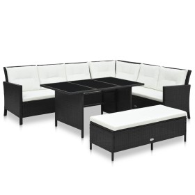 3-piece garden furniture set with black synthetic rattan cushions by vidaXL, Garden sets - Ref: Foro24-48154, Price: 645,99 €...