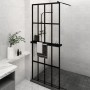 Shower screen with ESG glass and black aluminum shelf 80x195 cm by vidaXL, Shower walls and screens - Ref: Foro24-3185443, Pr...