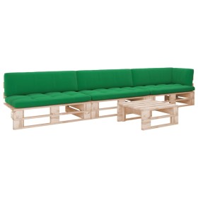 4-piece pallet furniture and impregnated pine wood cushions by vidaXL, Garden sets - Ref: Foro24-3066750, Price: 325,99 €, Di...