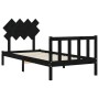 Black solid wood bed frame with headboard by vidaXL, Beds and slatted bases - Ref: Foro24-3193435, Price: 122,42 €, Discount: %