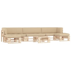 6-piece pallet furniture and impregnated pine wood cushions by vidaXL, Garden sets - Ref: Foro24-3066964, Price: 481,23 €, Di...