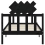 Black solid wood bed frame with headboard by vidaXL, Beds and slatted bases - Ref: Foro24-3193435, Price: 122,42 €, Discount: %