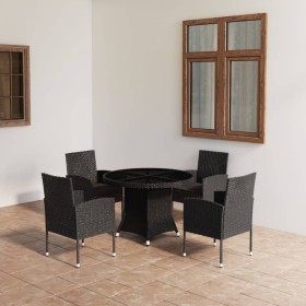 5-Piece Black Synthetic Rattan Garden Dining Set by vidaXL, Garden sets - Ref: Foro24-3059429, Price: 405,24 €, Discount: %