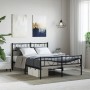 Black metal headboard and footboard bed frame 140x190 cm by vidaXL, Beds and slatted bases - Ref: Foro24-355481, Price: 117,9...