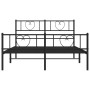 Black metal headboard and footboard bed frame 140x190 cm by vidaXL, Beds and slatted bases - Ref: Foro24-355481, Price: 117,9...