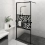 Shower screen with ESG glass shelf and black aluminum 100x195cm by vidaXL, Shower walls and screens - Ref: Foro24-3185476, Pr...