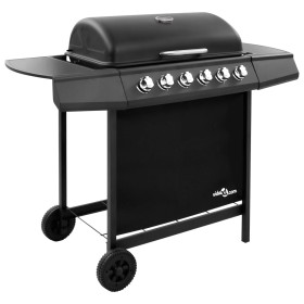 Barbacoa de gas con 6 fogones negra de vidaXL, Barbacoas - Ref: Foro24-3053628, Precio: 241,77 €, Descuento: %