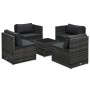 Set de muebles de jardín 5 pzas y cojines ratán sintético gris de vidaXL, Conjuntos de jardín - Ref: Foro24-48148, Precio: 41...