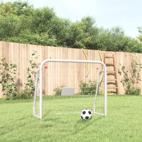 Soccer goal with steel and white polyester net 125x96x60cm by vidaXL, soccer goals - Ref: Foro24-93732, Price: 57,99 €, Disco...