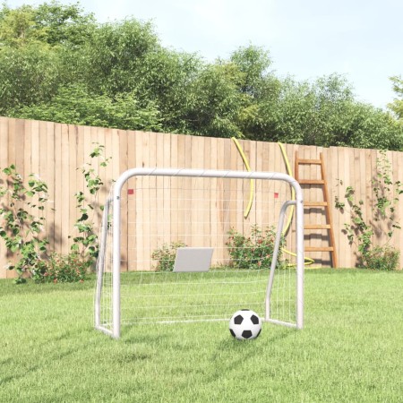 Fußballtor mit Stahl- und weißem Polyesternetz, 125 x 96 x 60 cm von vidaXL, Fußballtore - Ref: Foro24-93732, Preis: 52,18 €,...