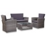 4-piece garden furniture set and gray synthetic rattan cushions by vidaXL, Garden sets - Ref: Foro24-46086, Price: 419,79 €, ...