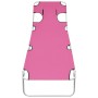 Tumbona plegable con cojín para la cabeza acero rosa magenta de vidaXL, Tumbonas - Ref: Foro24-310333, Precio: 64,15 €, Descu...