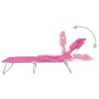 Tumbona plegable con cojín para la cabeza acero rosa magenta de vidaXL, Tumbonas - Ref: Foro24-310333, Precio: 64,15 €, Descu...