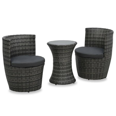 Bistro Gartenmöbel Set 3-tlg Kissen synthetisches Rattan grau von vidaXL, Gartensets - Ref: Foro24-48149, Preis: 275,92 €, Ra...