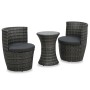 Bistro Gartenmöbel Set 3-tlg Kissen synthetisches Rattan grau von vidaXL, Gartensets - Ref: Foro24-48149, Preis: 275,92 €, Ra...