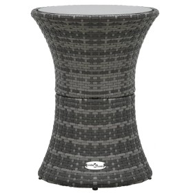 Mesa de jardín en forma de tambor ratán sintético gris de vidaXL, Mesas de jardín - Ref: Foro24-48152, Precio: 83,60 €, Descu...