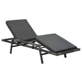 Garden lounger with gray synthetic rattan cushion by vidaXL, Loungers - Ref: Foro24-48147, Price: 147,99 €, Discount: %