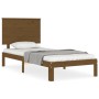 Estructura de cama con cabecero madera maciza marrón miel de vidaXL, Camas y somieres - Ref: Foro24-3193624, Precio: 111,62 €...